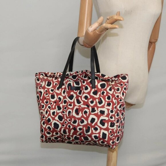 GUCCI Tote Bag Canvas White Red 282439 Auth 106058 - Picture 3 of 16